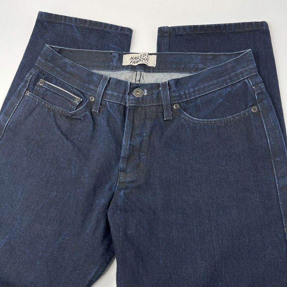 Naked Famous Jeans Mens 33 (30*)x26 Dark Wash‎ Blue Weird Guy Selvedge Denim